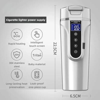 Uplifted Goods Smart Travel Thermos Cup With Adjustable Temperature white With Bag