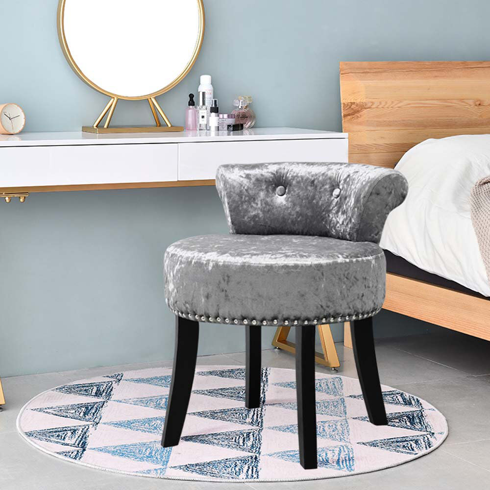 Rosdorf Park Page Solid Wood Accent Stool Light Grey 62cm H X 49cm W X 49cm D