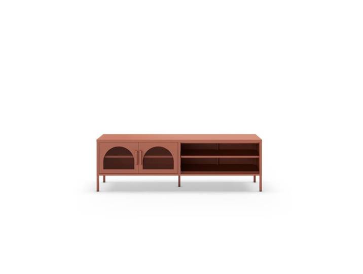 AVENO - Meuble TV 160cm en métal - Terracotta
