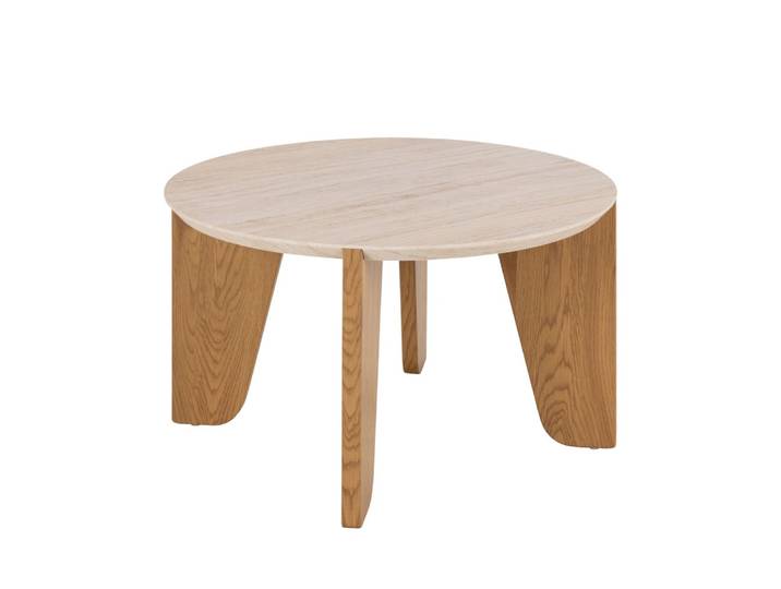 Table basse ronde en effet travertin ø80cm - beige