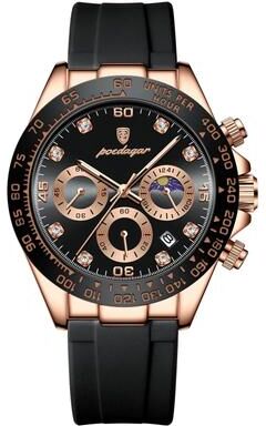 Inspire Select POEDAGAR Luxury Military Chronograph Men's Watch Waterproof Luminous Quartz Wristwatch With Date 629 Rosegold Black C