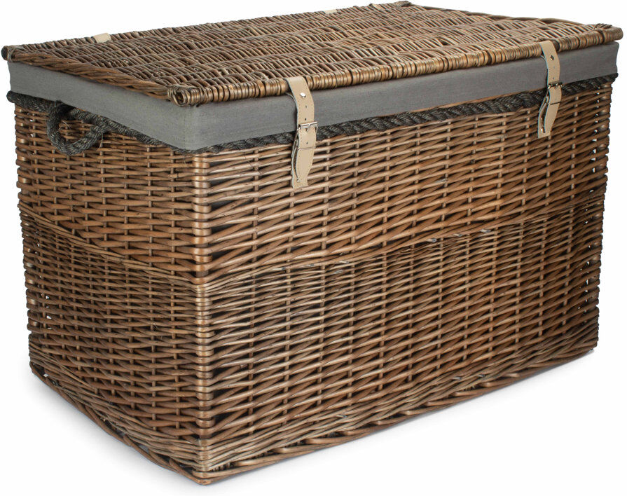 Fleur De Lis Living Fleur De Lis Wicker Storage Hamper Basket with Lining Antique Wash/Grey 187.5L