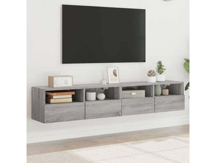 HEFZGDB TV-Wandschränke 2 STK. Grau Sonoma 80x30x30 cm Holzwerkstoff mit Ablage und Fach für Stauraum Organisation