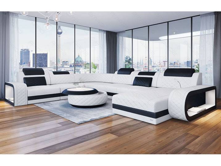 XXL Wohnlandschaft Berlin U-Form in Leder