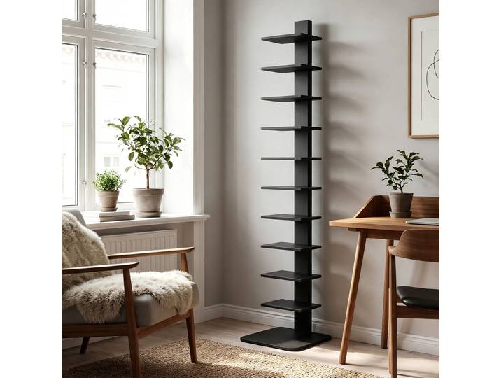 HOMCOM Bibliothèque Haute 11 Étagères Industrielle Noir 163,5 cm