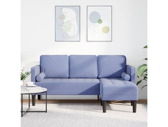HEFZGDB L-Form Sofa 3-Sitzer Jeansblau 160 cm Stoffbezug Modernes Wohnzimmer Sofa Stabile Buchenholz Konstruktion Bequeme Kastenpolster Fleckenresistent Leicht Zu Reinigen