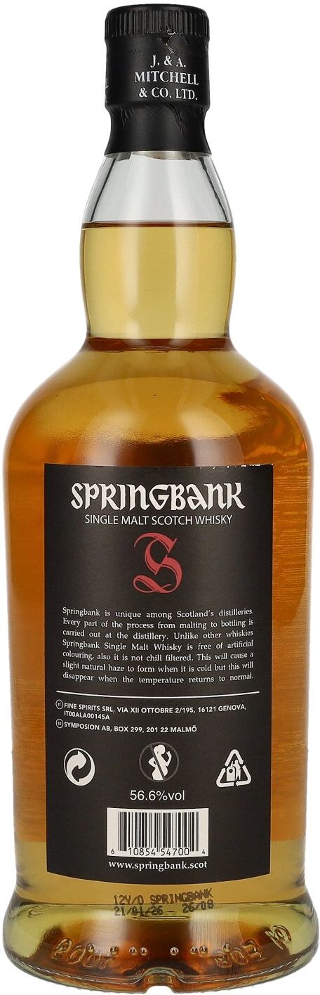 Springbank 12 Years Old CASK STRENGTH Campbeltown Single Malt Scotch Whisky 56,6% Vol. 0,7l