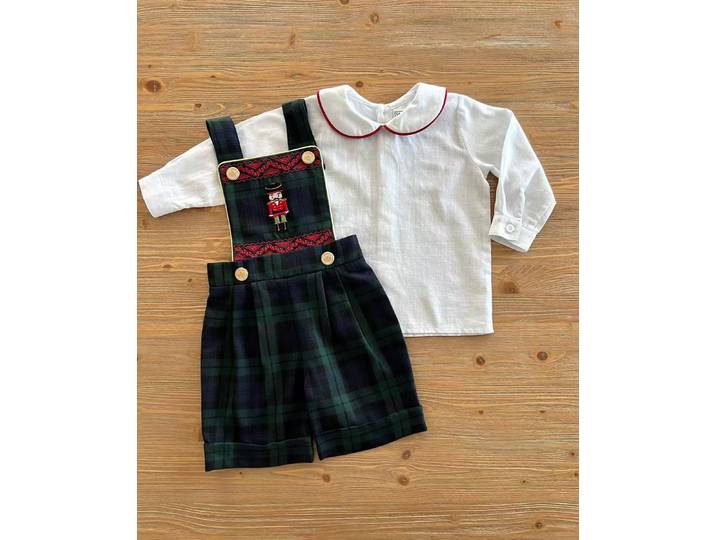 0-6Y bébé garçon automne casse-noisette broderie vert Plaid tenue costume pour fête anniversaire vacances photographie noël C127