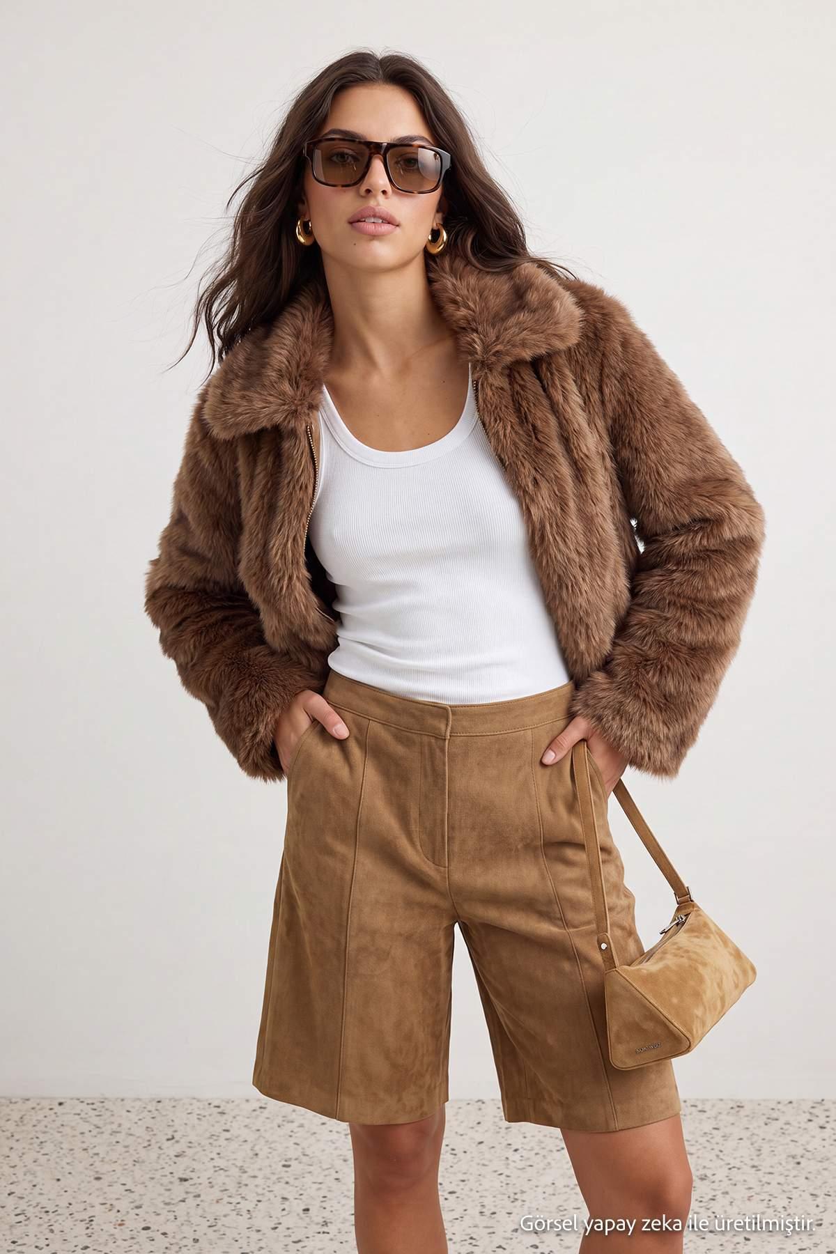 TRENDYOLMİLLA Damen Beige Einfarbig Regular Fit Winter- Jacken