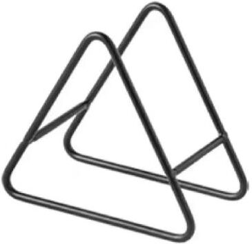 Inspired Living Minimalist Iron Coaster Holder & Trivet Storage Rack Triangle Metal Stand black