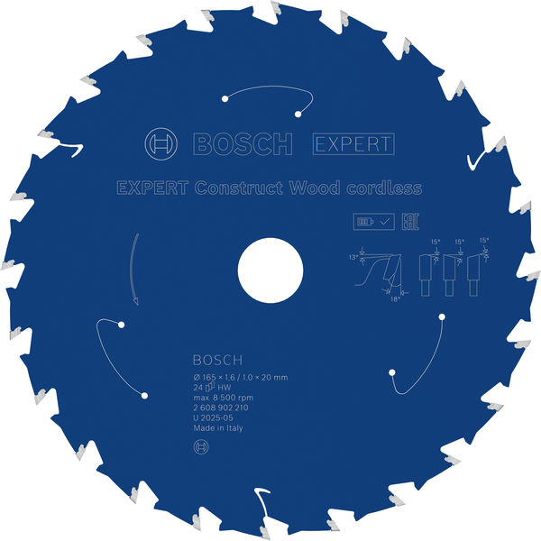 Bosch EXPERT Construct Wood Kreissägeblatt, 165x1,6x20 mm, T24 2 608 902 210