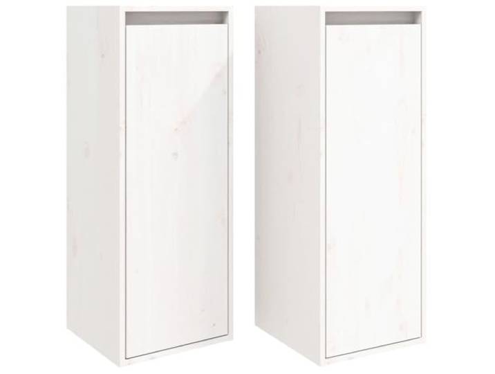 PUGYNBK Wandschrank, 2 Stück, massives Kiefernholz, Weiß, 30 x 30 x 80 cm Schwebendes TV-Regal, dekorativ, leicht zu reinigen, Möbel für Bücher und Dekoration
