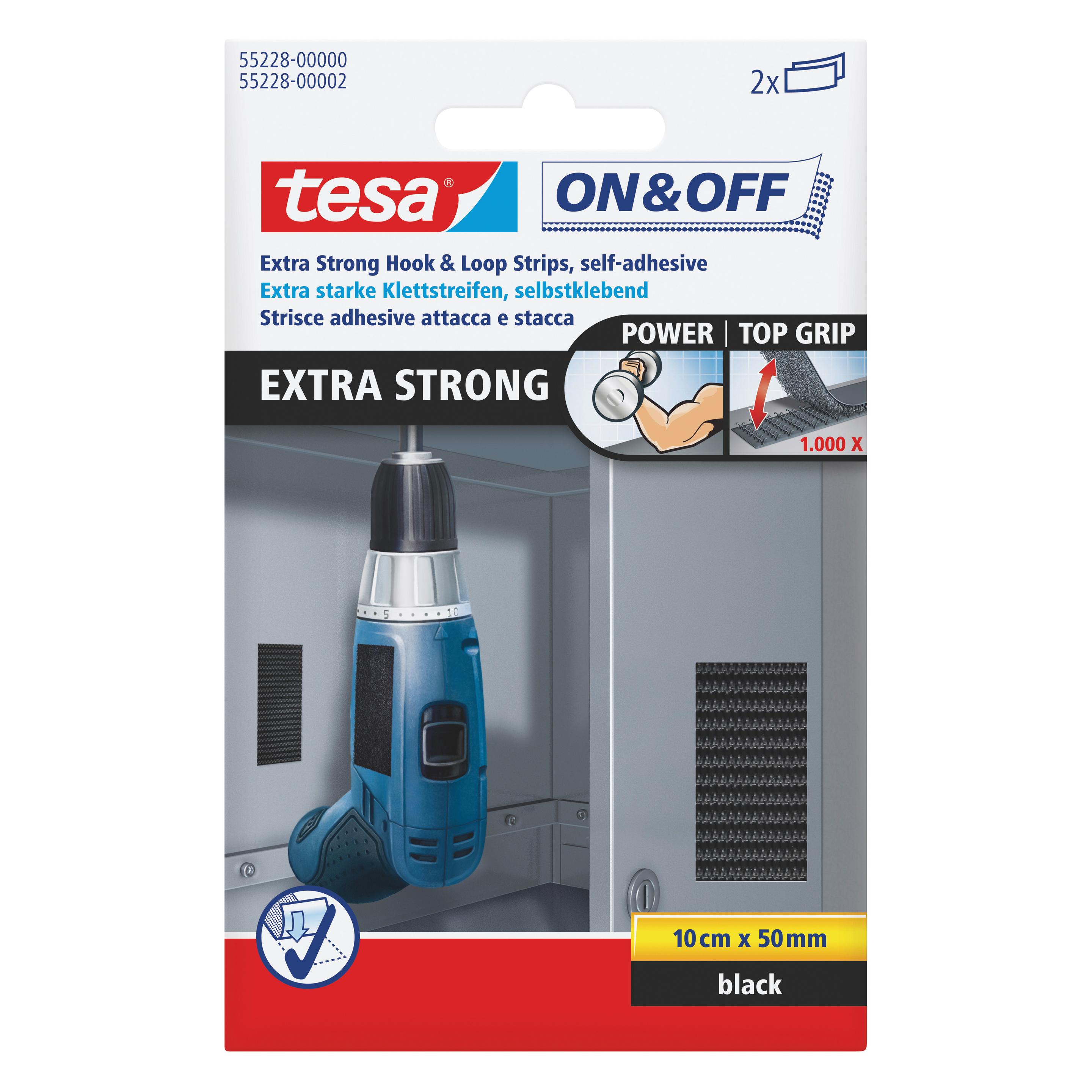 tesa On&Off Klett Klebeband, selbstklebend (50 mm) (55228-00000-02)