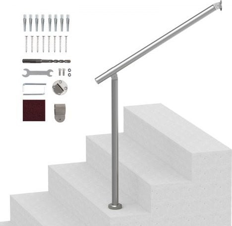 Vevor Buitentrapleuning van roestvrij staal, 80 cm, Zilver