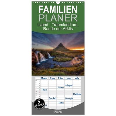 Familienplaner 2026 - Island - Traumland am Rande der Arktis mit 5 Spalten (Wandkalender, 21 x 45 cm) CALVENDO
