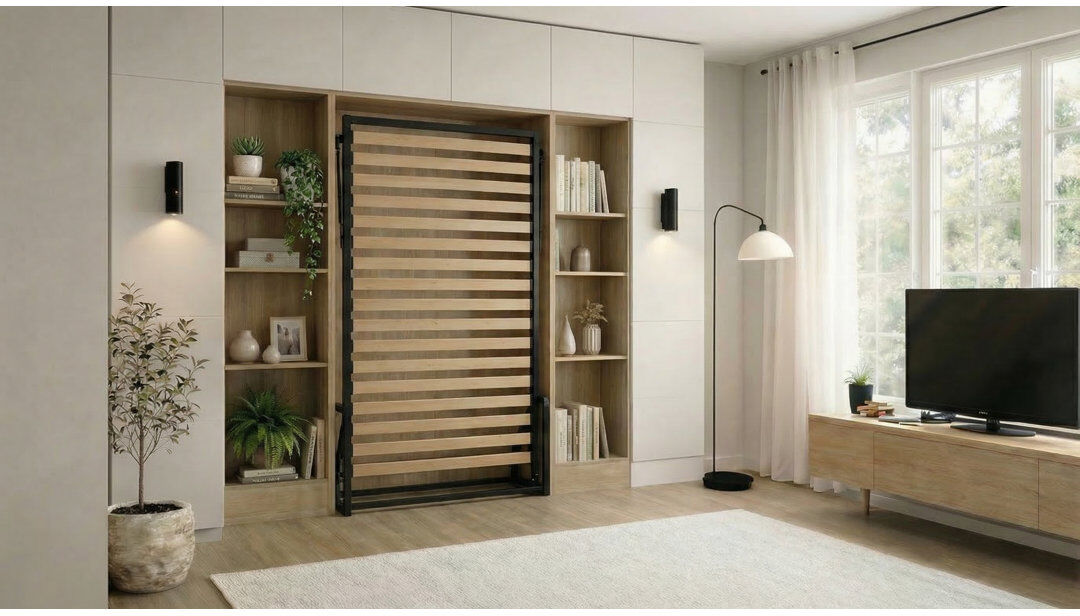17 Stories Morphy Classic Vertical System SizeFlex & TypeFlex - Space-Saving Murphy Bed Black 100 x 200 cm