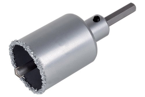 Wolfcraft Gatenzaag met Hardmetaalbestrooiing, Boorkroon voor Steen, Zwart/Zilver
