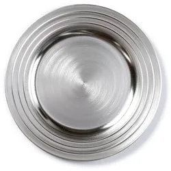 Dekoteller Kunststoff mit gerilltem Rand 33cm silber