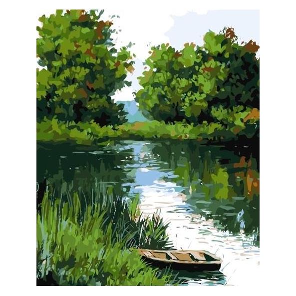 Qbee Malen nach Zahlen - Boot auf dem Fluss 40x50cm (58219985)