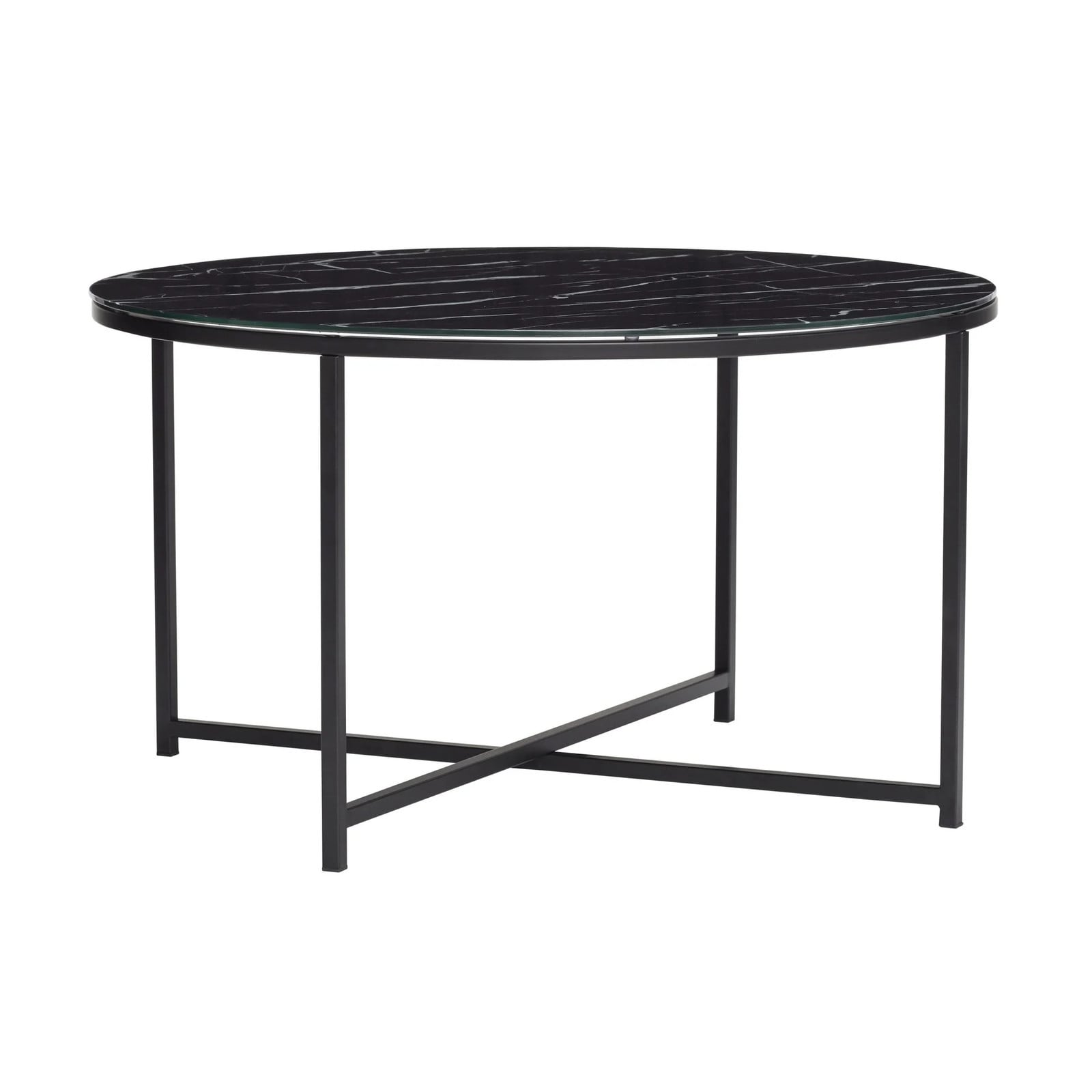 Hubsch Salontafel metaal en glas - Marmer zwart