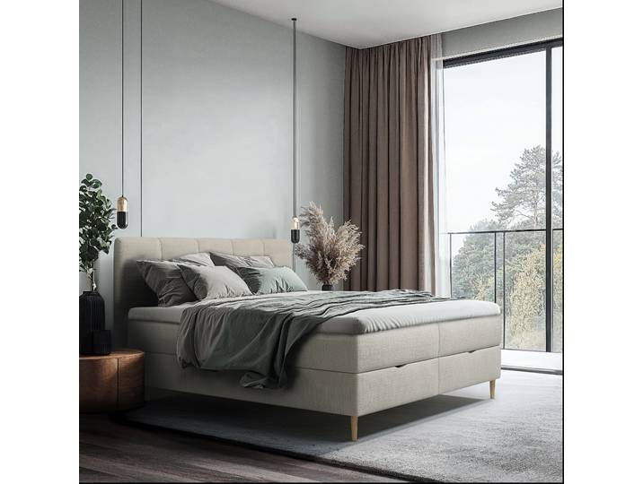 Boxspringbett 180 x 200cm Webstoff Krupa Beige