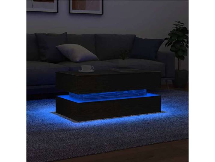 Prix Bas - Table basse - avec lumières LED chêne noir 90x50x40 cm - Table basse @BYJ7269809