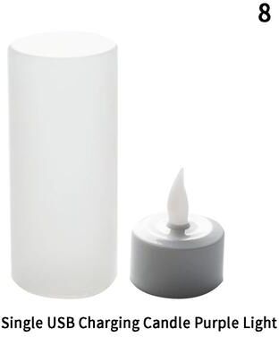 Inspired Living USB Rechargeable Tea Lights Flameless LED Candles Warm Flickering Rechargeable Candle Set purple