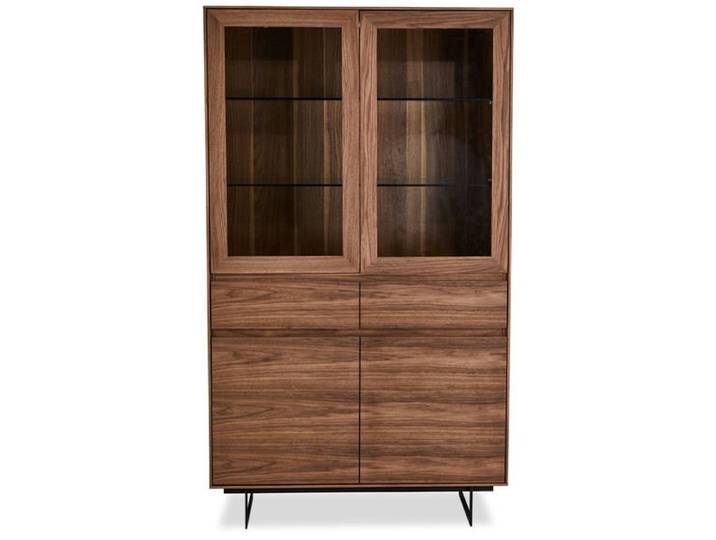Vitrine Tokyo 110 cm - Amerikanische Walnuss mit LED-Beleuchtung