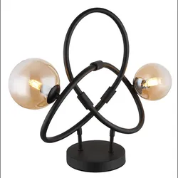 LED Tischleuchte Retro Nachttischlampe Glas amber Wohnzimmer Tischlampe schwarz, Metall, 3,5W 350Lm warmweiß, LxBxH 46x15x38,5 cm