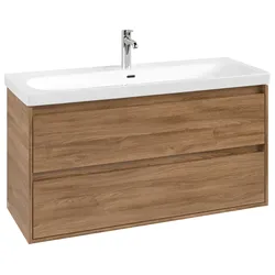 Villeroy & Boch Waschbeckenunterschrank Skyla, Kansas Oak, 1172x596x439mm, Eckig, SoftClosing, 2 Auszüge mit Antirutsch-Boden