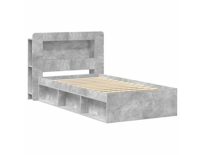 KTHLBRH Bettgestell mit Stauraum, Zementgrau, 75 x 190 cm Technisches Holz, integrierte Schubladen, feste Latten, Unterstützung 100 kg
