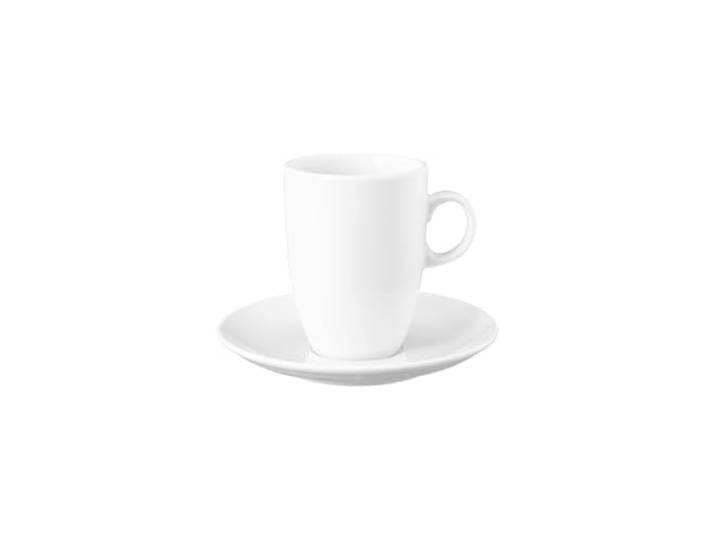 Seltmann Weiden VIP. Milchkaffeetasse mit Untertasse, 360 ml, Robustes Kaffeeeschirr in klassischem Weiß, Hohe Tasse, Porzellan, Spülmaschinen- & Mikrowellenfest