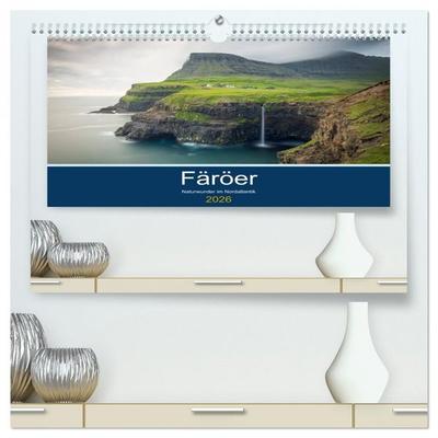 Färöer - Naturwunder im Nordatlantik (hochwertiger Premium Wandkalender 2026 DIN A2 quer), Kunstdruck in Hochglanz