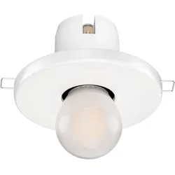 ledscom.de E27 Porzellan Decken-Einbauleuchte TELA, weiß, inkl. LED Lampe, gefrostet, 477lm warmweiß