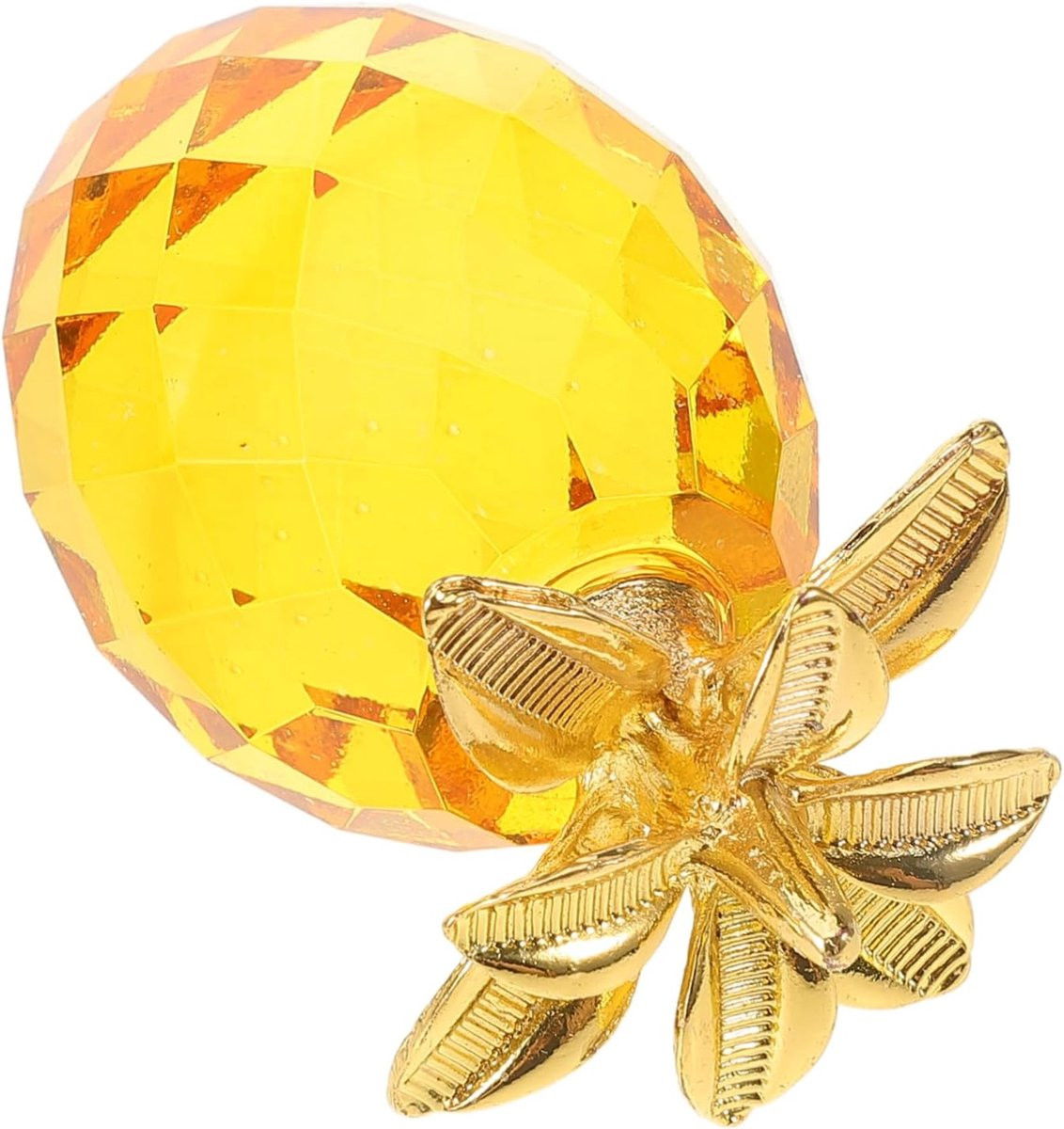 Kristallen Ananas Decoratie - Geel Glazen Fruit Model - Hoogte: 6.8 cm