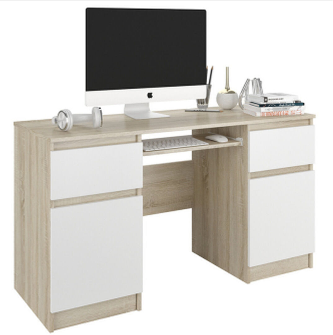 Latitude Run Anusca Desk Light Brown/White 76cm H X 135cm W X 50cm D