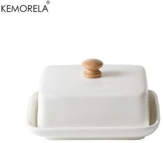 Uplifted Finds Premium Ceramic Butter Dish With Lid & Sealable Airtight Cheese Storage Box white