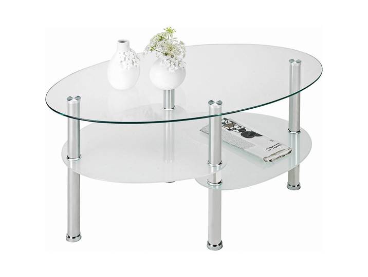 Boxxx Couchtisch, Edelstahlfarben, Metall, Glas, oval, rund, 55x45x90 cm, Wohnzimmer, Wohnzimmertische, Couchtische, Couchtische rund