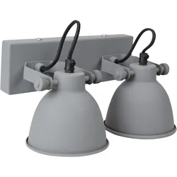 Industrielle Wandlampe, doppelt, Vintage-Grau