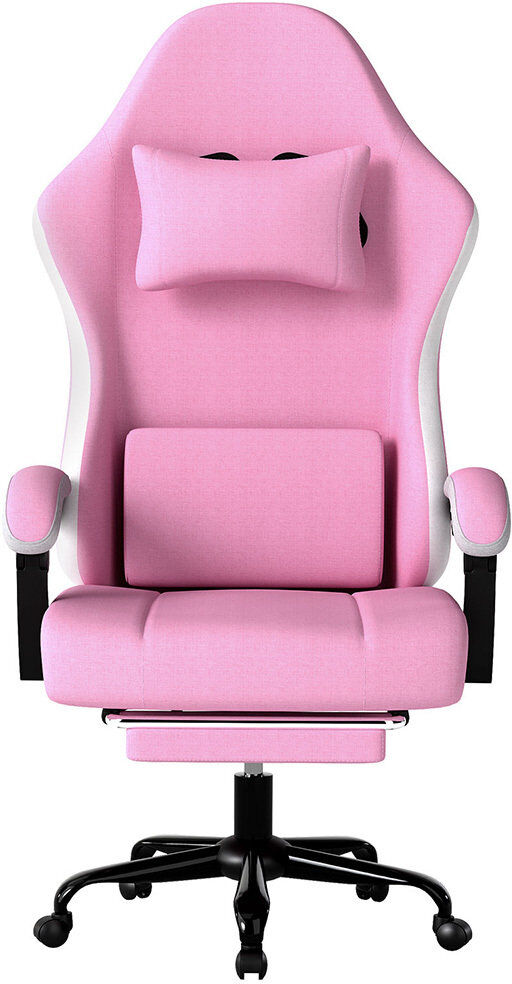 Metro Lane Adjustable Swiveling Gaming Chair Game Chair with Footrest Pink 128cm H X 54cm W X 54cm D