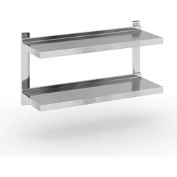Edelstahl Doppelwandregal, 900 x 300 mm