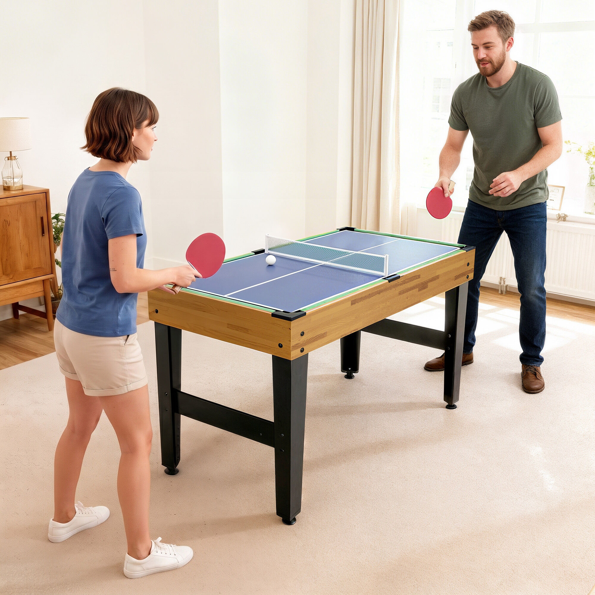 Altro Tavolo Da Gioco 13 In 1 Con Calciobalilla, Ping Pong, Air Hockey, Biliardo, Scacchi E Altri, Noce