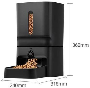 Inspired Finds 7L Smart Automatic Pet Feeder With HD Camera, WiFi App Control & Voice Recording black