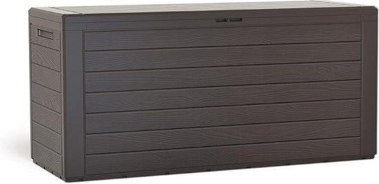 WAN Tuinbox Opbergkist Kussenbox met Houtprint Design - 280 Liter - Donker Oker