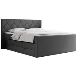 BOXSPRINGBETT KING EIGAR 180/200 Dunkelgrau Kunstleder - H3