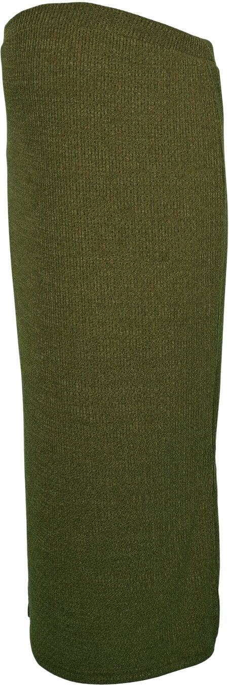 Midirock MAMALICIOUS "MLMELONI JRS MIDI SKIRT HW NOOS", Damen, Gr. XS, sphagnum detail:melange, Strick, Obermaterial: 95% Polyester, 5% Elasthan, meliert, regular fit wadenlang, Röcke Midirock, Materialmix, High Waist sphagnum detail:melange XS