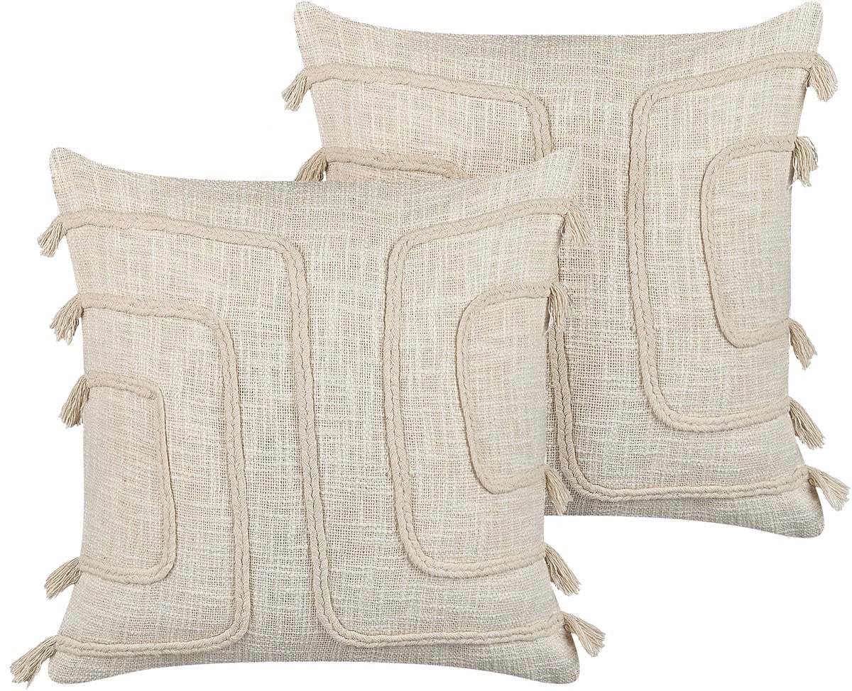 Beliani Sierkussenset voor volwassenen - Polyester - Lichtbeige