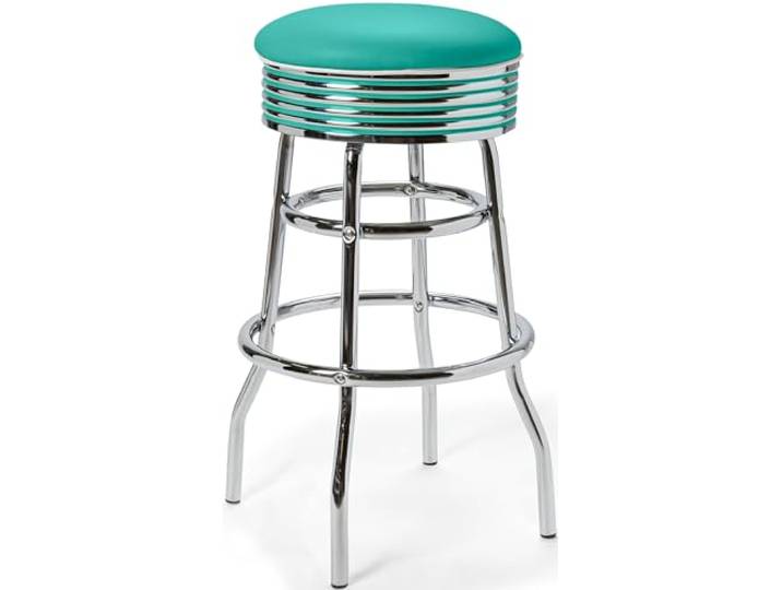 Bel Air Hochstuhl Barhocker 2er Set Gastronomie Barstuhl Hocker Bar Stuhl 50’s Designerbarhocker Retro Diner Vintage Möbel für Küche, Bar & Lounge (Türkis)