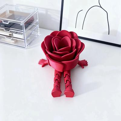 Uplifted Goods Creative 3D Printed Anthropomorphic Rose Home Decor Ornament burgundy