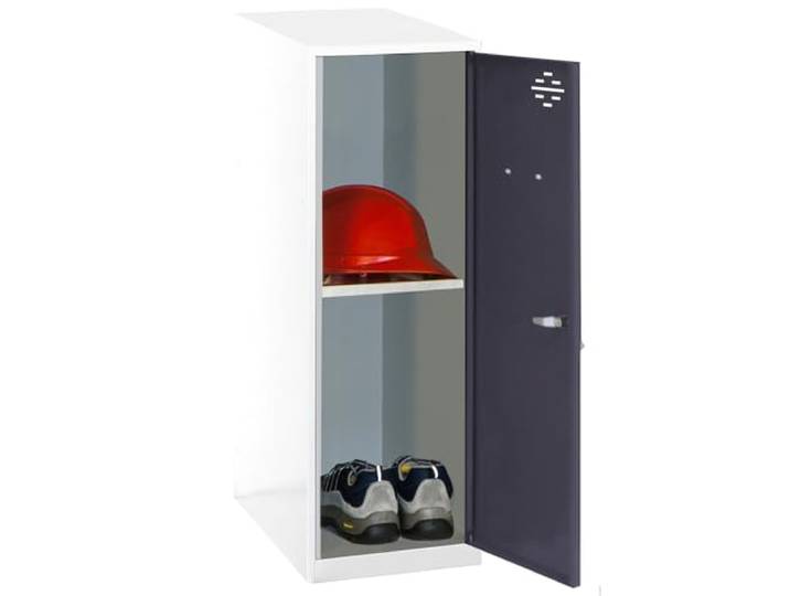 Simon Rack Simonlocker Kleiner Spind 915 x 400 x 500 mm Inklusive Ablage, Korrosionsschutzfarbe, Lüftungsschlitz und Etikettierer, Weiß/Anthrazit